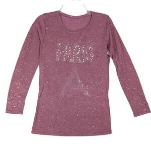 J Vini Paris graphic top size small dusty rose pink sparkly and beaded letters